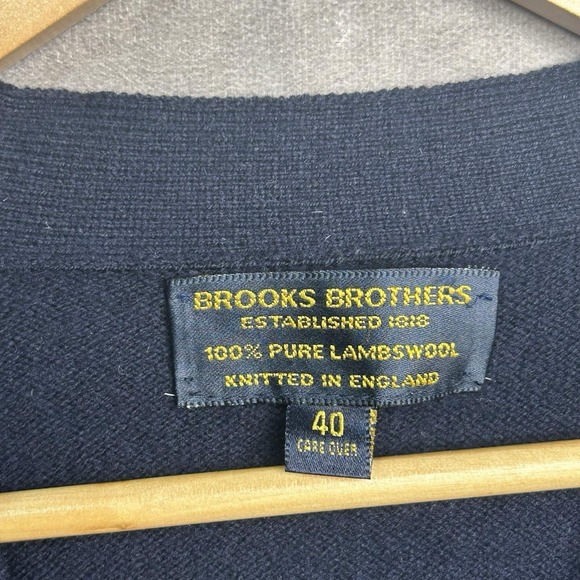 VTG Brooks Brothers Sweater Mens Size 40 Blue Lambswool Cardigan Knit England - Picture 3 of 5